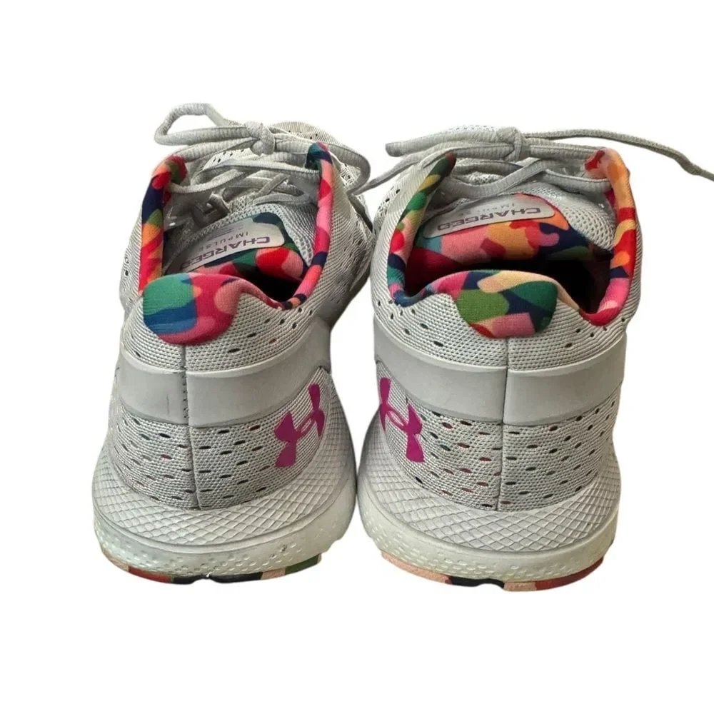 Under Armour Charged Impulse Floral Gray 3024264-100 Running Shoes Sneakers 10